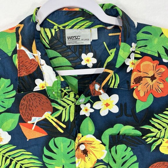 Wesc Hawaiian Casual Button-Down Short Sleeve Shirt Men’s Size XXL 100% Cotton - Picture 1 of 9